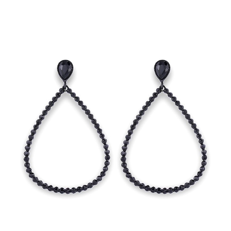 Imitated crystalCZ Simple Geometric earring  black  Fashion Jewelry NHAS0484black