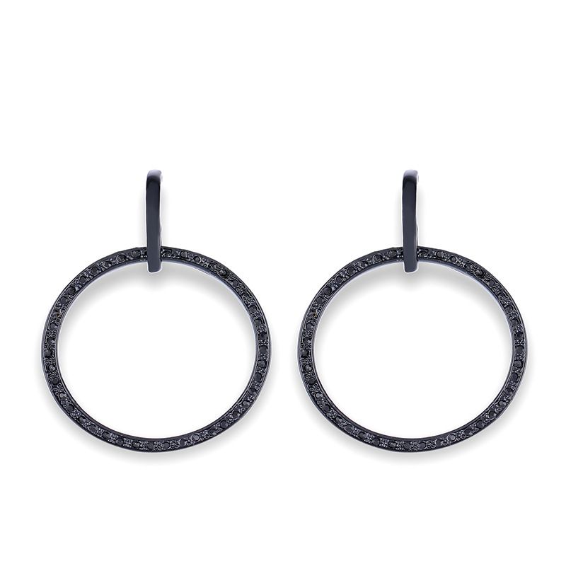 Imitated crystalCZ Simple Geometric earring  black  Fashion Jewelry NHAS0485black