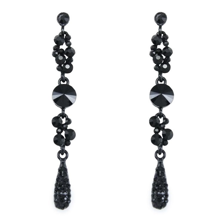 Imitated crystalCZ Korea Geometric earring  black  Fashion Jewelry NHAS0591black