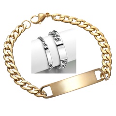 2019 neuer Stil einfache und personal isierte Boutique glänzendes, langes, gravierte, gebogene Marken armband, trend iges Herren-und Damen armband aus rostfreiem Stahl