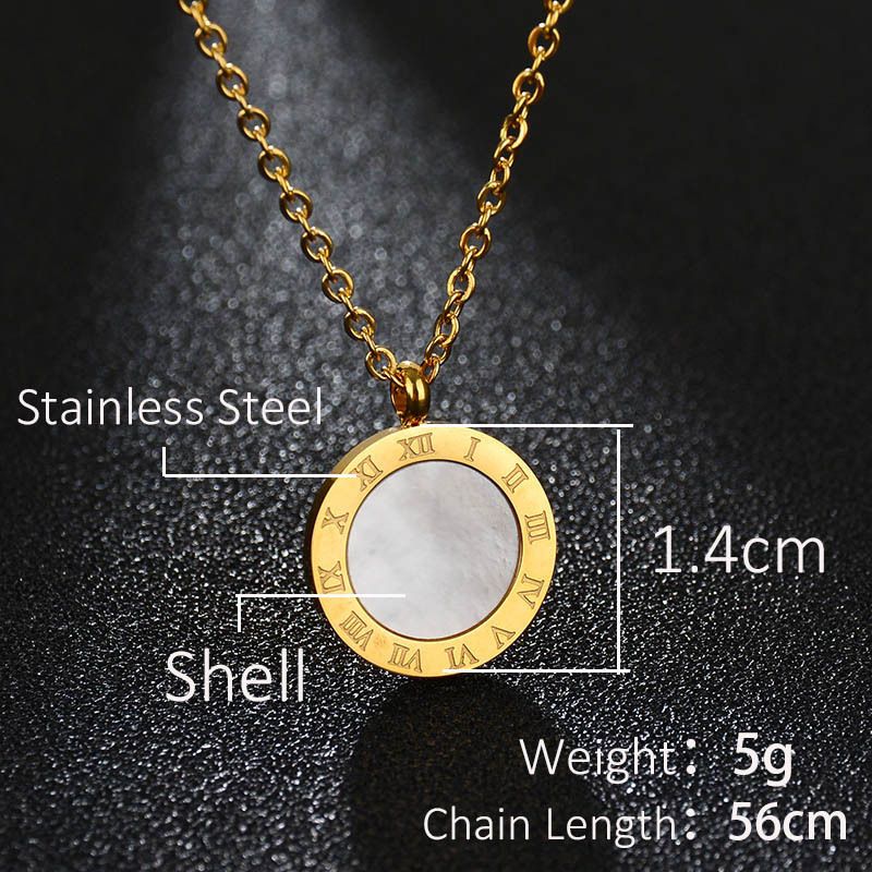 TitaniumStainless Steel Fashion Geometric necklace  Steel black shell  Fine Jewelry NHHF1320Steelblackshell