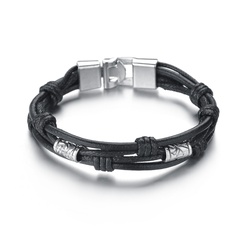 Leather Simple bolso cesta bracelet  (black)  Fashion Jewelry NHBQ1928-black