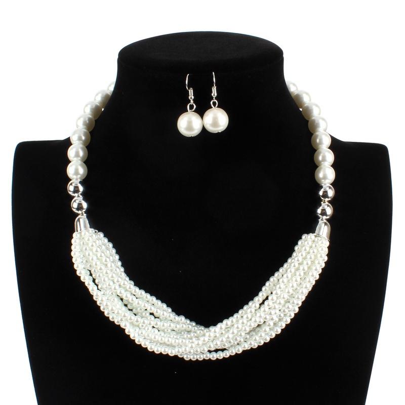 Beads Fashion Geometric necklace  white  Fashion Jewelry NHCT0454white