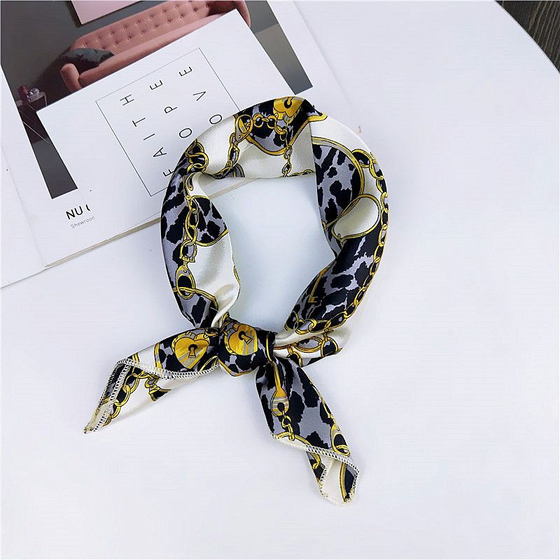 Cloth Korea  scarf  1 leopard chain white  Scarves NHMN03501leopardchainwhite
