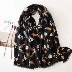 Fashion classic color bird print thin silk scarf NHGD157608