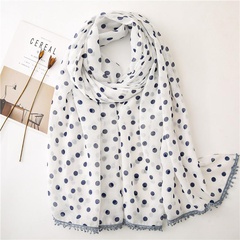 Polka dot fringed shawl cotton and linen scarf NHGD157621