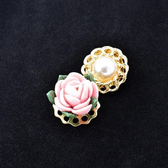 Court Vintage Baroque Exaggerated Ceramic Flower Pearl Brooch NHNT158350