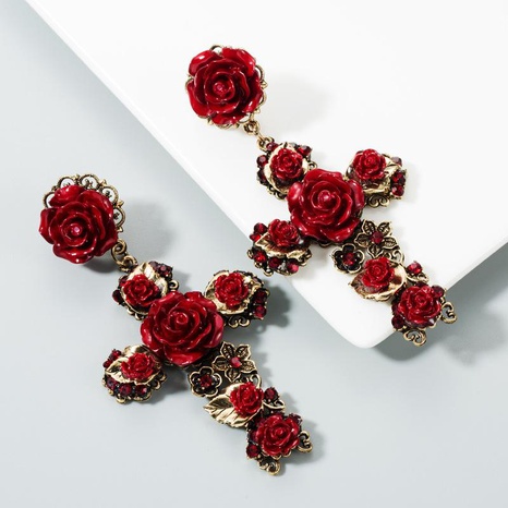 Fashion Rosie Flower Cross Earrings NHLN158352's discount tags