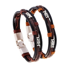 Vintage hand-knitted leather alloy leather bracelet NHPK158405