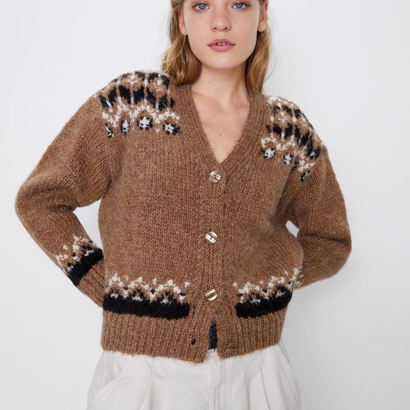 Printed jacket fashion temperament knit cardigan NHAM158473