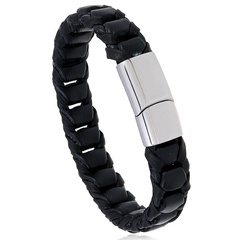 New work woven imitation leather stainless steel magnetic buckle leather bracelet