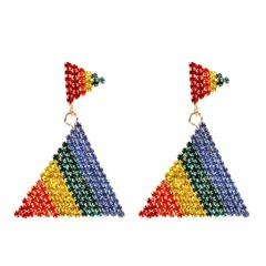 Rainbow Diamond Triangle Earrings
