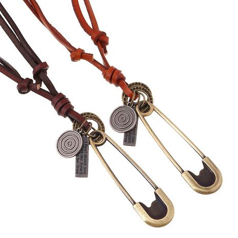 Korean retro leather rope alloy necklace NHPK171084's discount tags