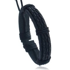 Cross-border new jewelry vintage woven leather bracelet simple European and American men's imitation leather bracelet bracelet adjustable
