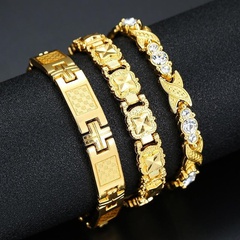 Couple alloy plating 18K gold magnetic adjustable bracelet