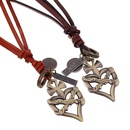 Fashion leather rope leather adjustable alloy heart necklacepicture8