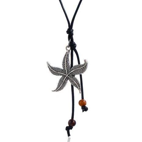 National wind wax line retro long alloy starfish necklace's discount tags