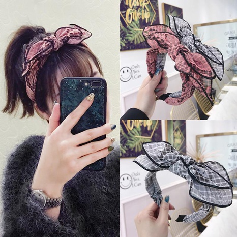 Korean version of the three-dimensional flower embroidery large bow headband's discount tags