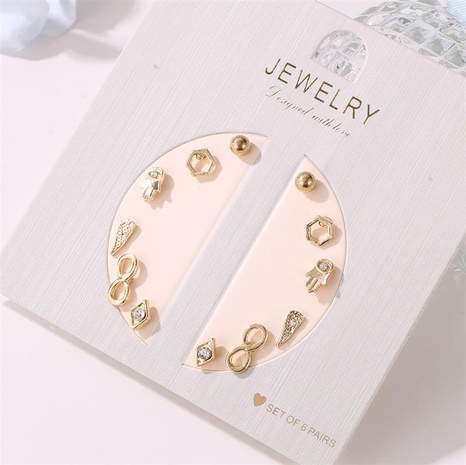 Fashion 6 pairs of geometric flower shell earrings's discount tags