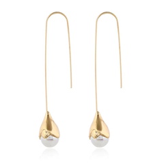 Fresh and simple long pendant pearl tassel earrings