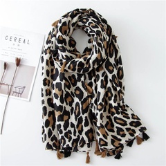 Bufanda de leopardo de moda clásica sección larga chal de algodón y lino