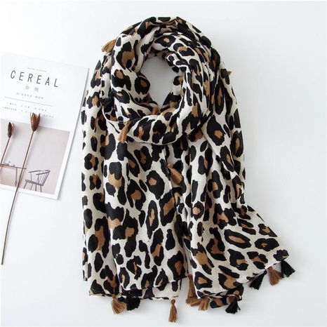 Classic fashion leopard scarf long section cotton and linen shawl's discount tags