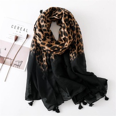 Fashion cotton and leopard print gradient women's scarf long dual-use shawl