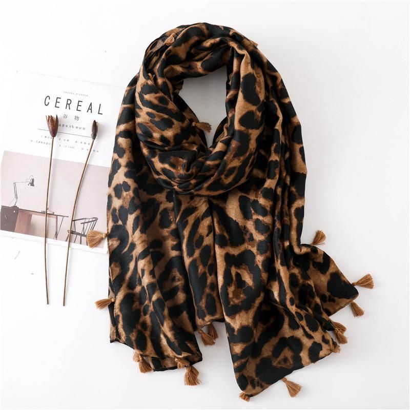 Leopard print sunscreen shawl cotton scarves