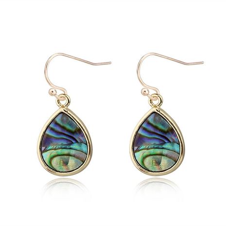 Retro small shell paint water drops six-sided horse eye earrings resin NHGO172032's discount tags