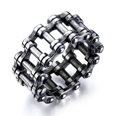 Moda cadena de bicicleta anillo de acero de titanio anillo de cadena de locomotora de acero inoxidable's discount tags