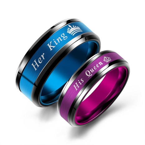 Her King his Queen couple ring titanium steel ring's discount tags