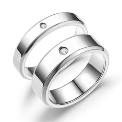New titanium steel double beveled high-grade diamond ring couple ring