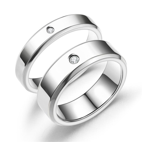 New titanium steel double beveled high-grade diamond ring couple ring's discount tags