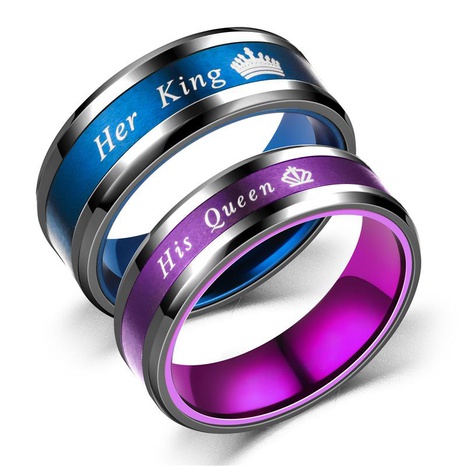 Fashion New Black Blue Black Purple Queen Ring King Queen's discount tags
