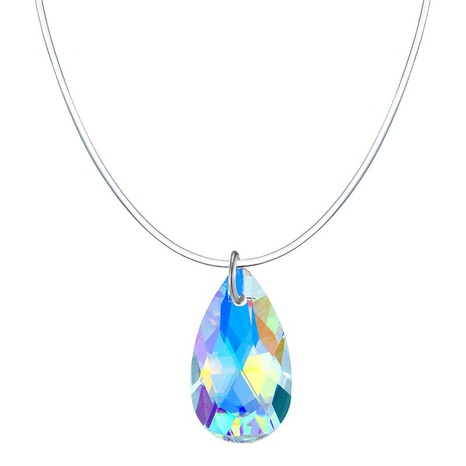 Stylish geometric teardrop colored invisible zircon necklace's discount tags
