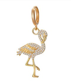 New fashion stainless steel not open ear ring flamingo rhinestone pattern earrings