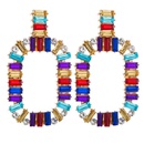 Fashion simple rainbow earrings alloy diamond square color acrylic femalepicture12