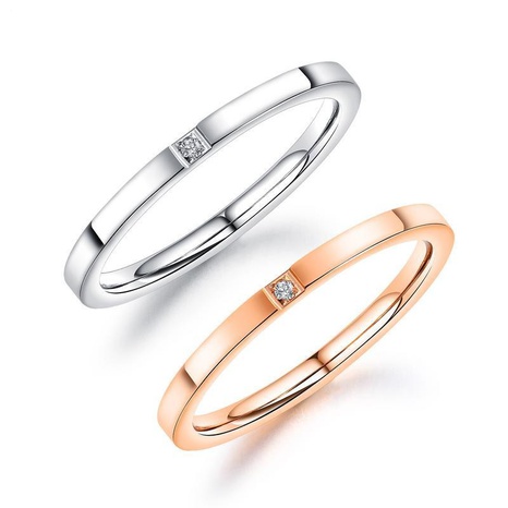 O rosa de oro solo diamante titanio acero damas anillo simple accesorios de moda's discount tags