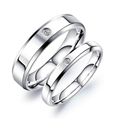 New micro-set diamond stainless steel ring titanium steel couple ring