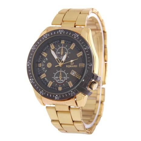 Men's steel belt watch high-grade single calendar business watch men's alloy quartz watch's discount tags