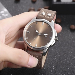 New men's single calendar casual rivet scale quartz watch belt watch