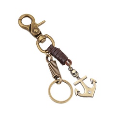 Men's Vintage Leather Keychain Bronze Alloy Pendant Backpack Pendant