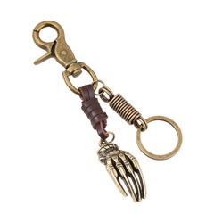 Men's Vintage Leather Keychain Alloy Bronze Palm Pendant Girl Backpack Pendant