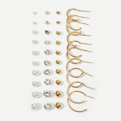 New pearl zircon earrings set 20 pairs of creative retro simple earrings