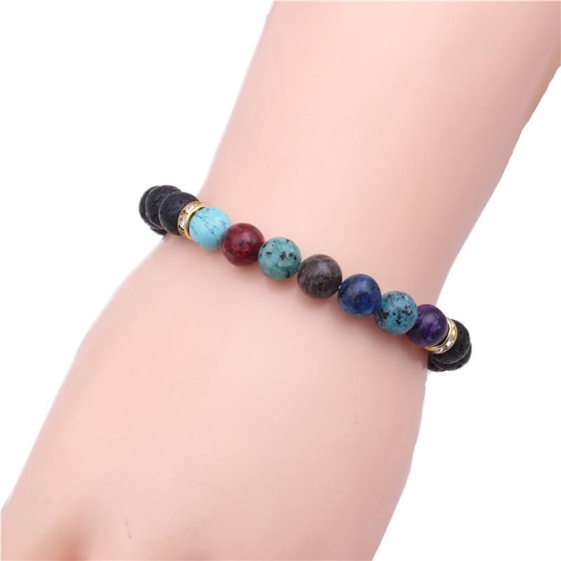 Volcanic lava rock bracelet bracelet natural colorful chakra energy ...