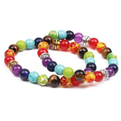 Natural Stone Colorful Chakra Energy Yoga Bracelet Colorful Agate Tiger Eye 8mm Bracelet Bracelet