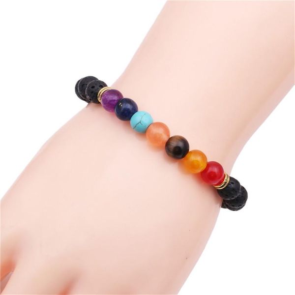 Natural stone colorful chakra energy yoga bracelet colorful agate ...