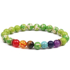 Natural Colorful Chakra Emperor Stone Beaded Bracelet Seven Chakras Yoga Energy Beads Bracelet