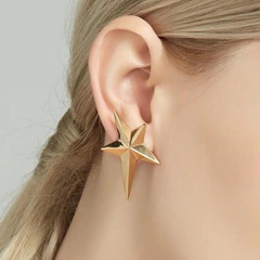 Earrings simple ear piercing metal wind five-pointed star ear clips without pierced female allergy
