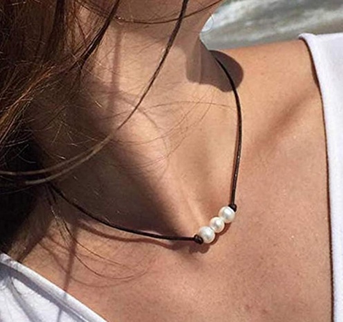 Elegante y sencillo collar de perlas artificiales. NHPJ156024's discount tags